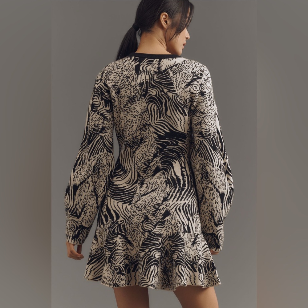 ✨ Anthropologie Ruffled Sweater Knit Dress Sz XL - Picture 6 of 8